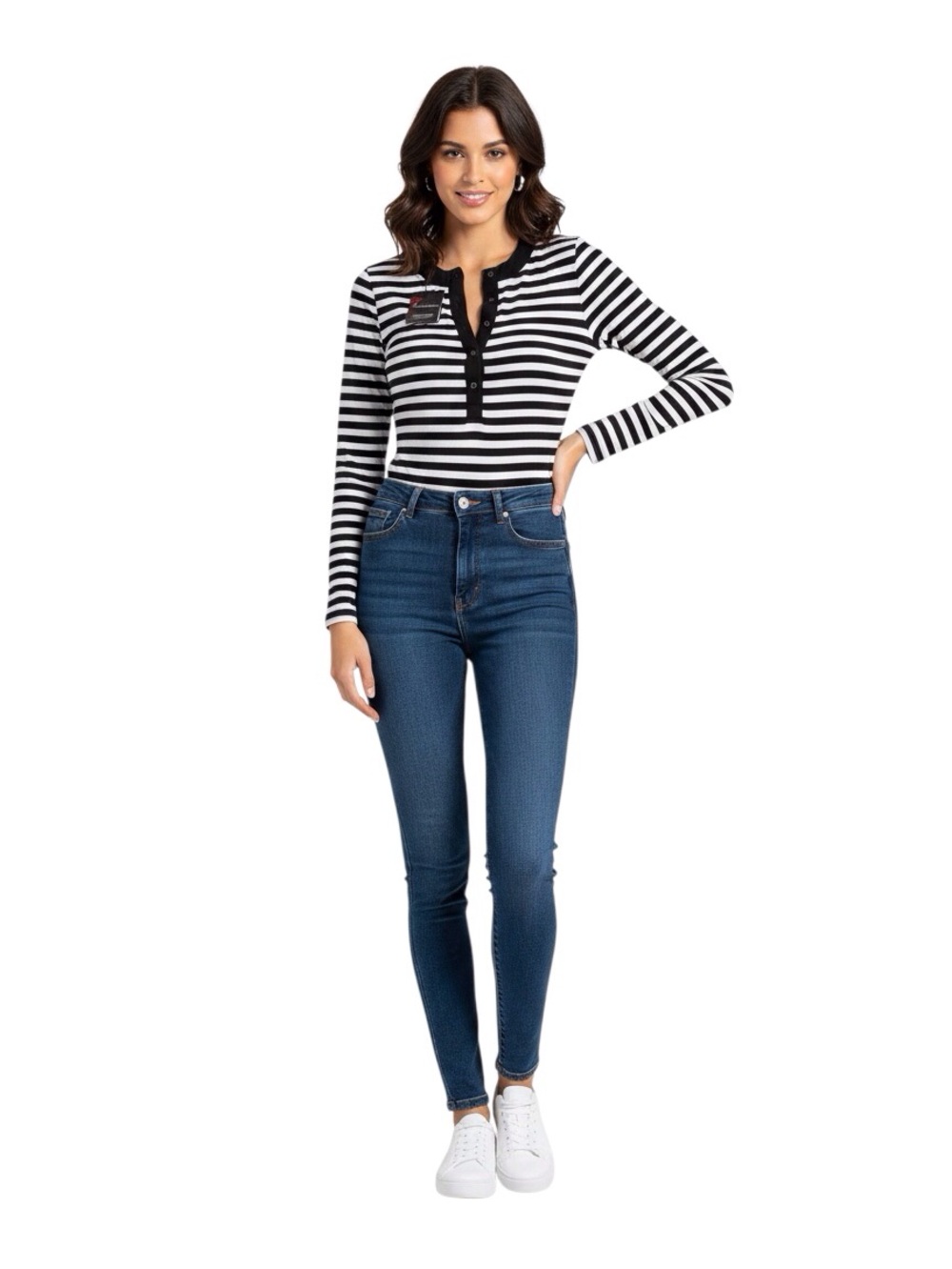 n:Philanthropy Monty Meerkat Stripe Bodysuit Women Color Black Cat/White Size S